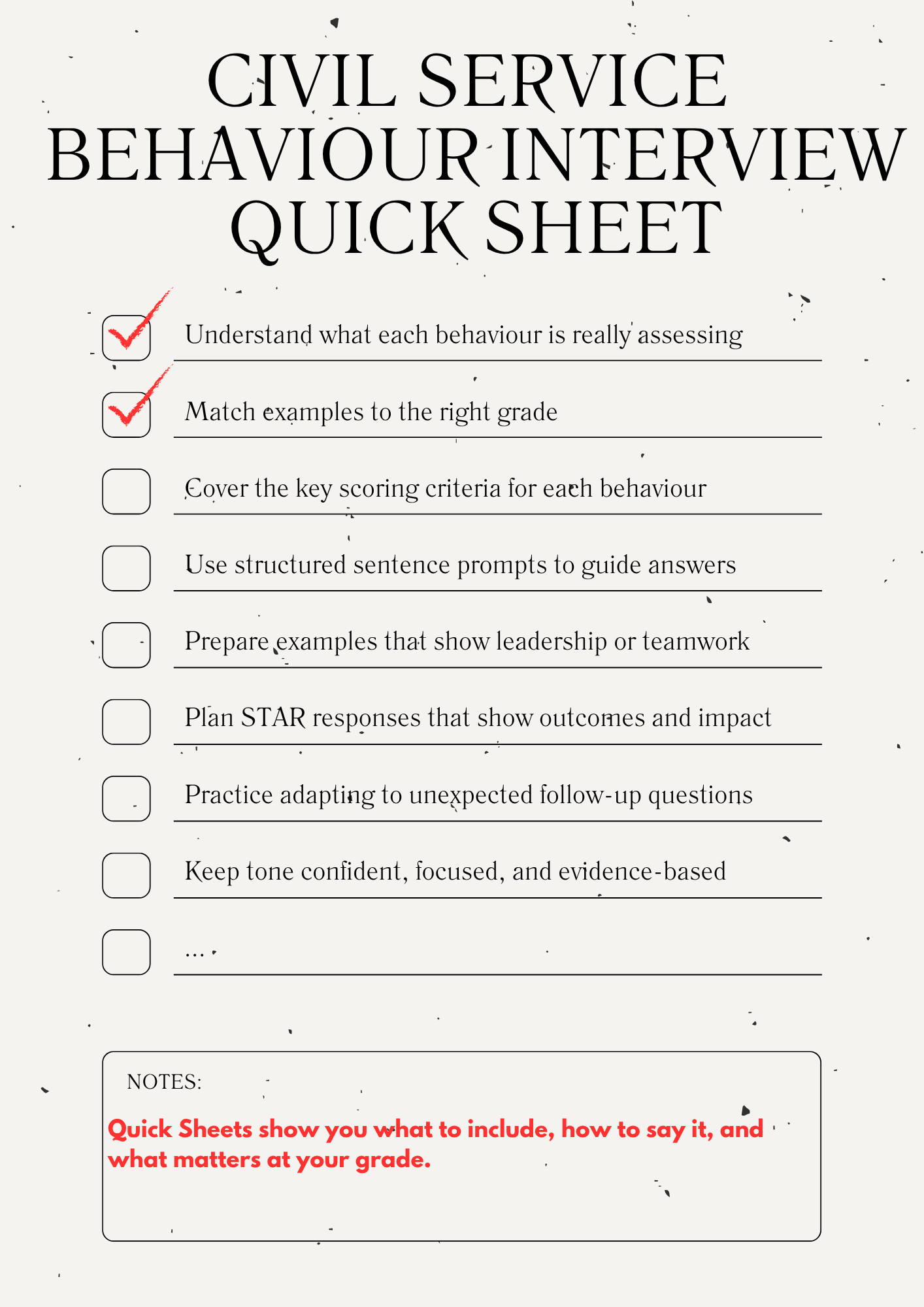 AA/AO – Managing a Quality Service Civil Service Interview Quick Sheet