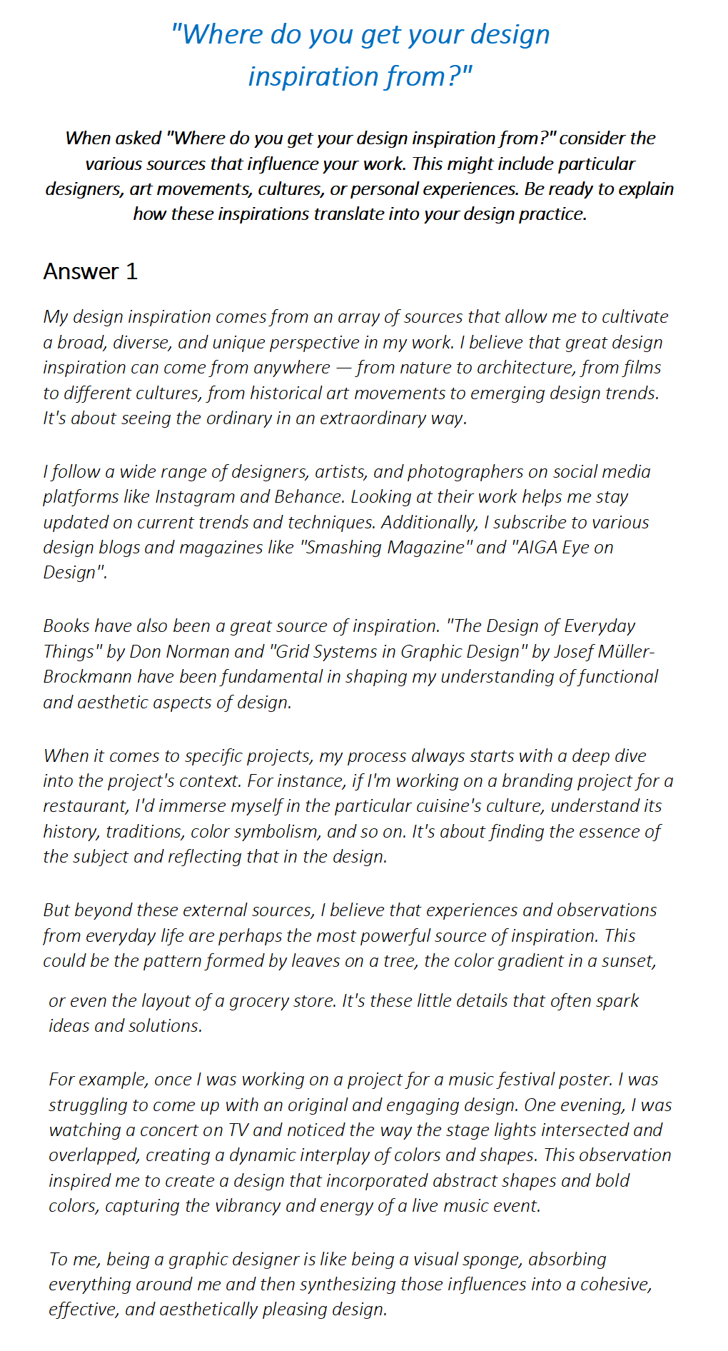 Graphic Designer Interview Questions & Answers
