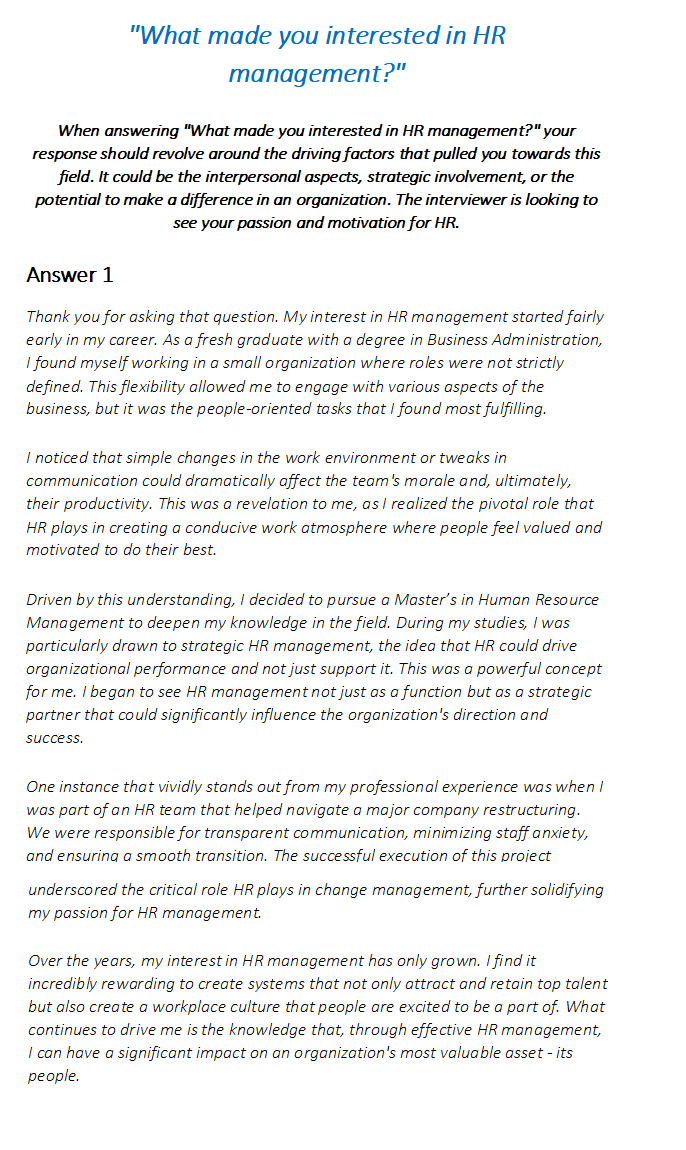 HR Manager Interview Questions & Answers