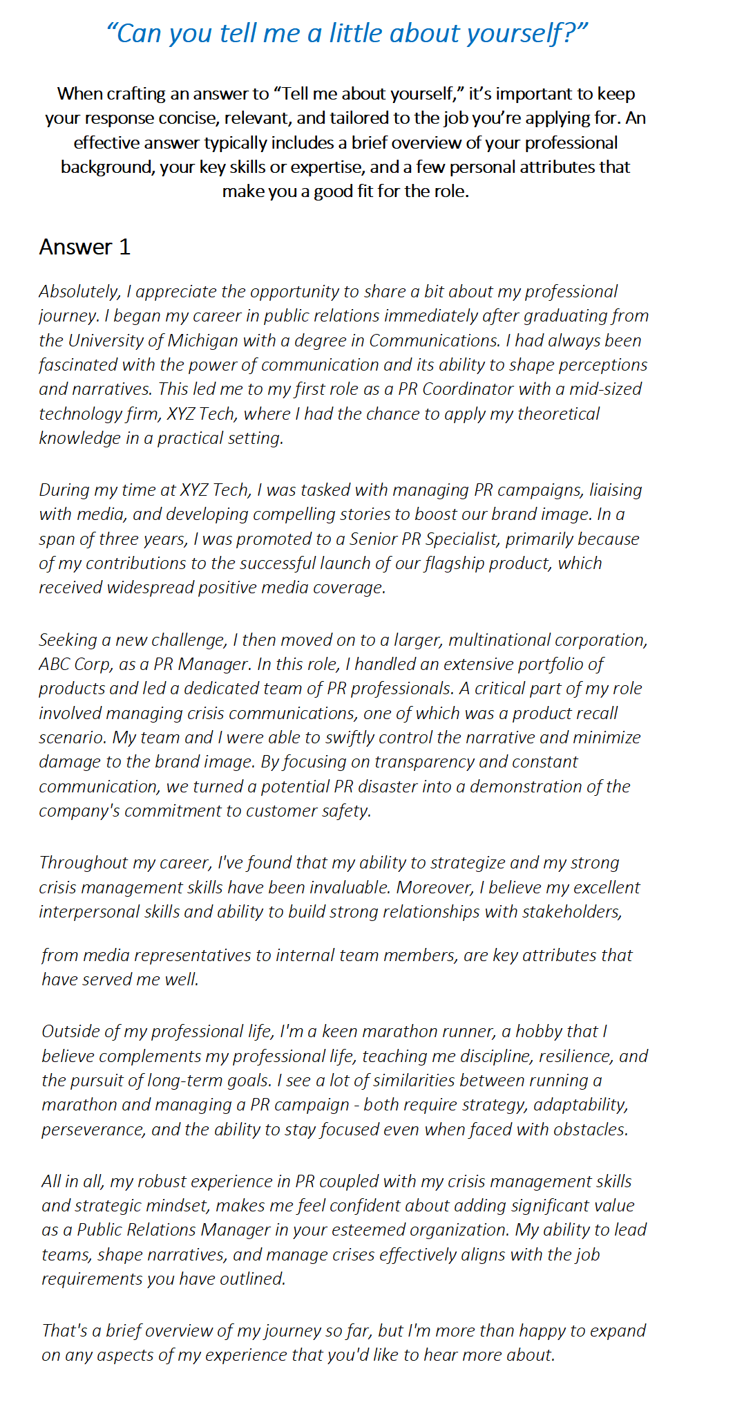 Public Relations Manager Interview Questions & Answers