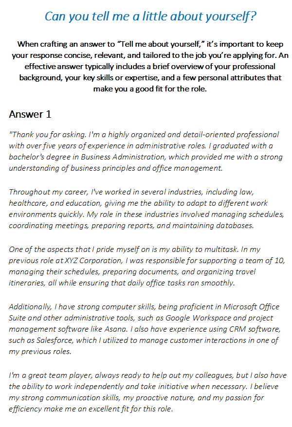Administrative Assistant Interview Question & Answers Guide