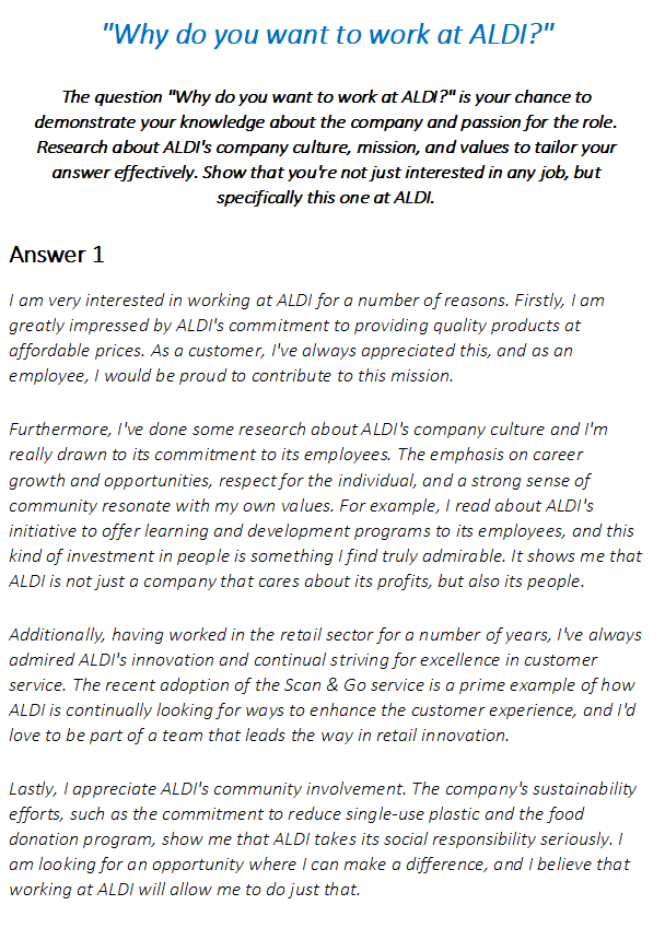 ALDI Interview Questions & Answers
