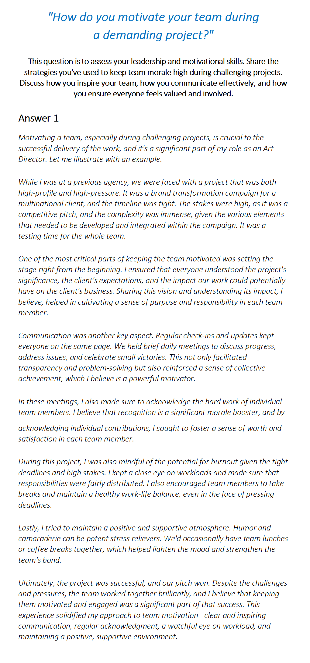 Art Director Interview Questions & Answers
