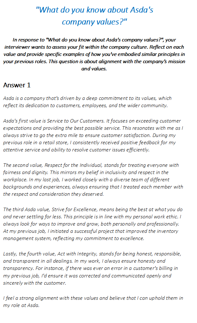 Asda Supermarket Interview Questions & Answers