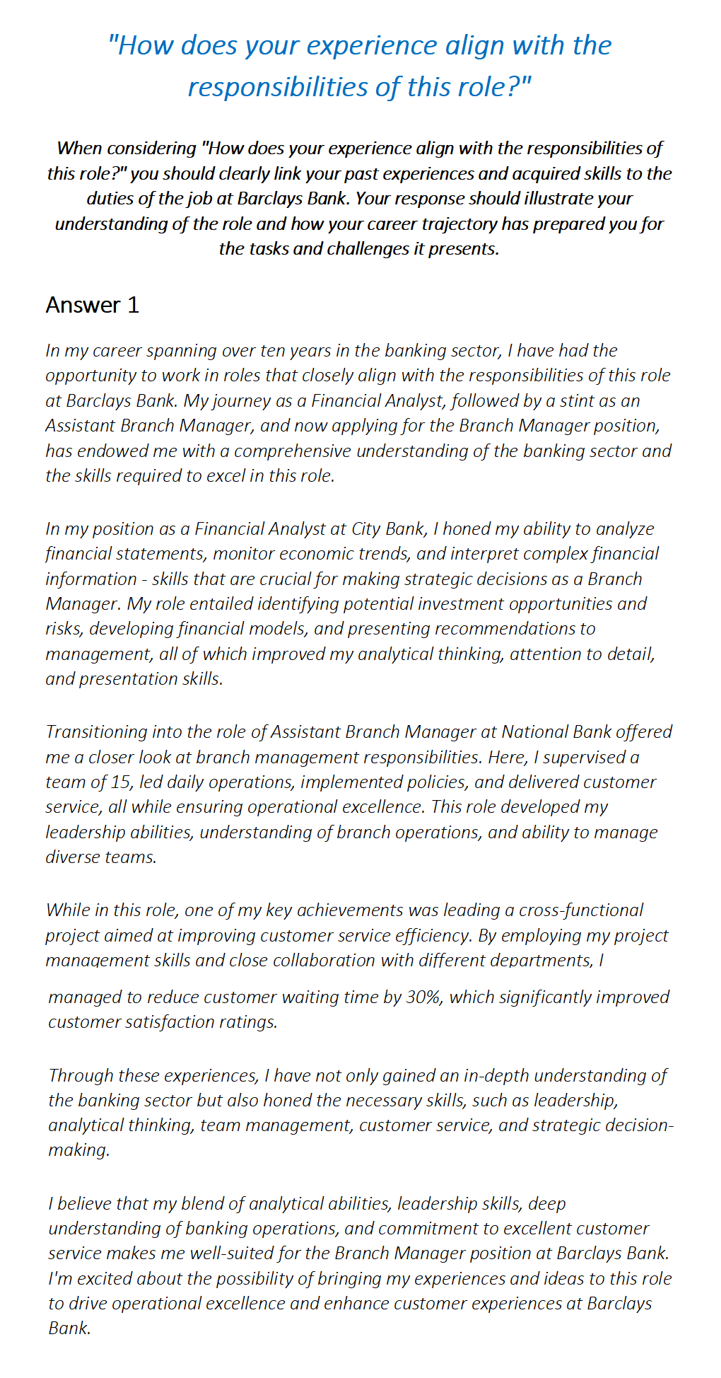 Barclays Interview Questions & Answers