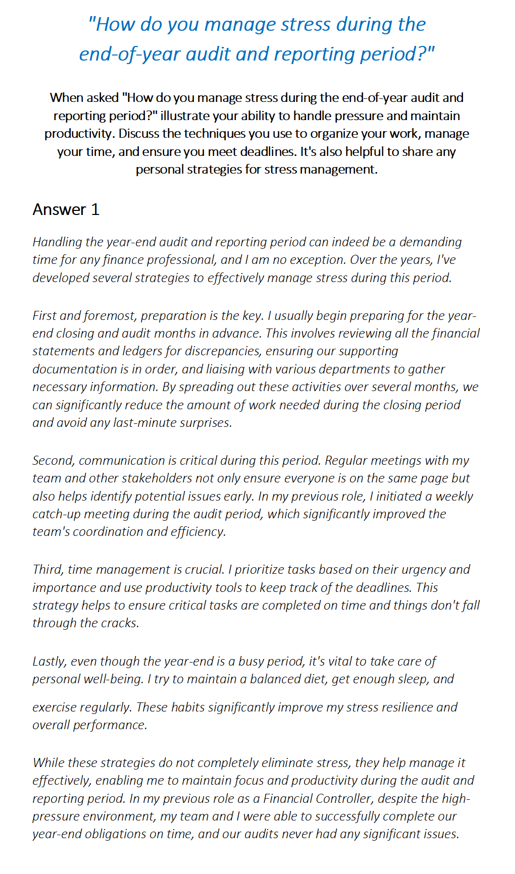 Comptroller Interview Questions & Answers