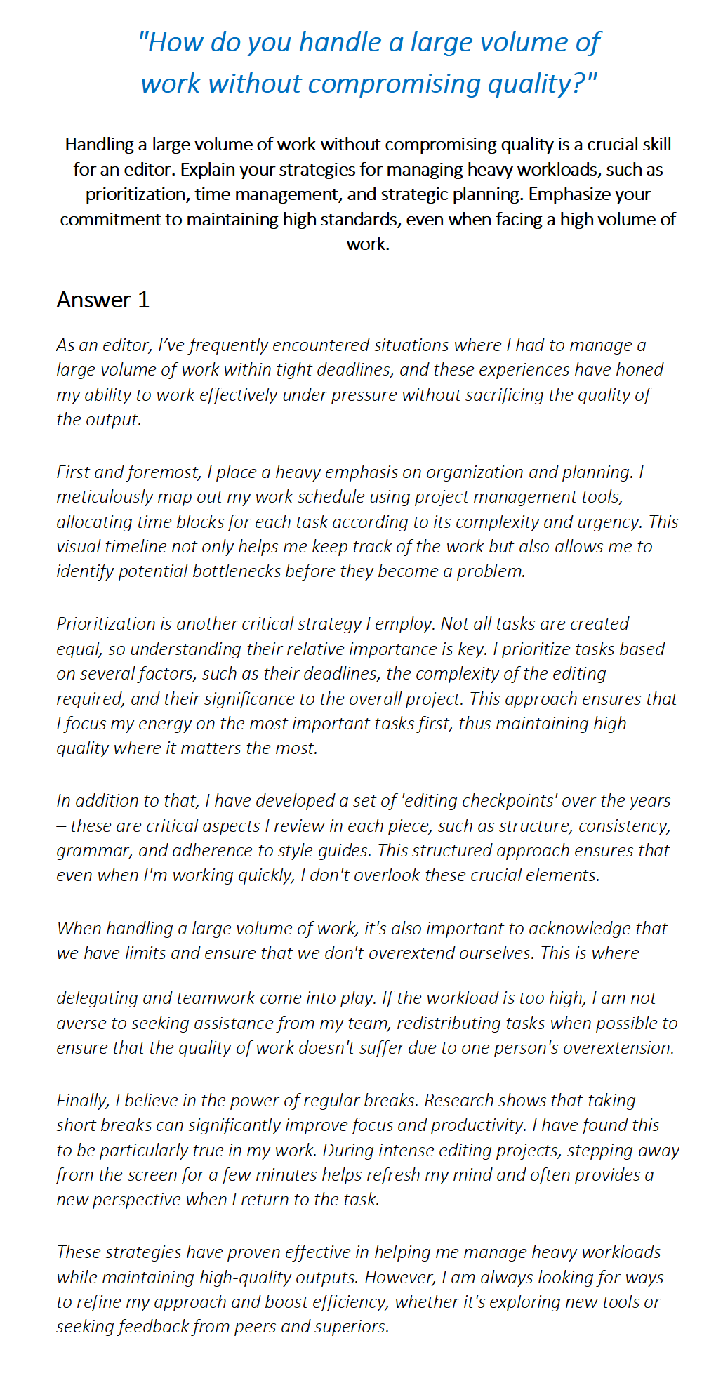 Editor Interview Questions & Answers