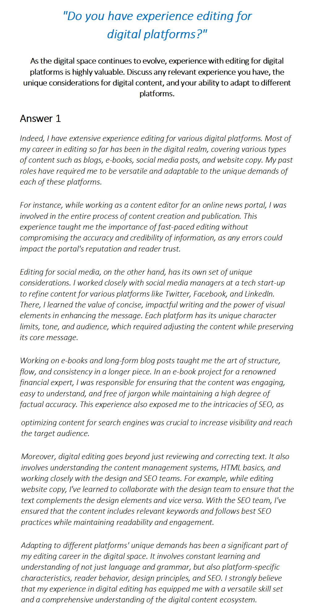 Editor Interview Questions & Answers