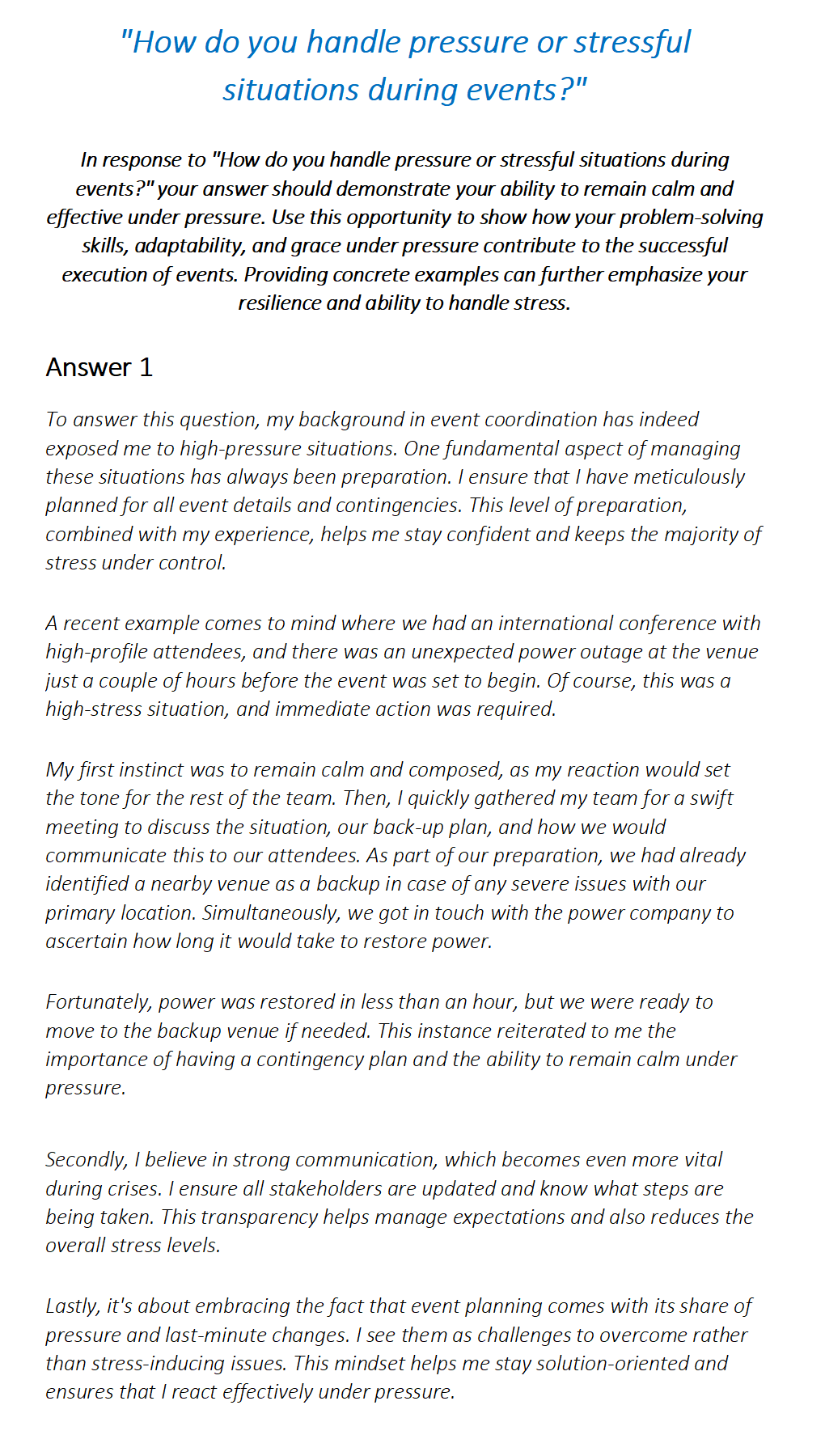 Event Coordinator Interview Questions & Answers