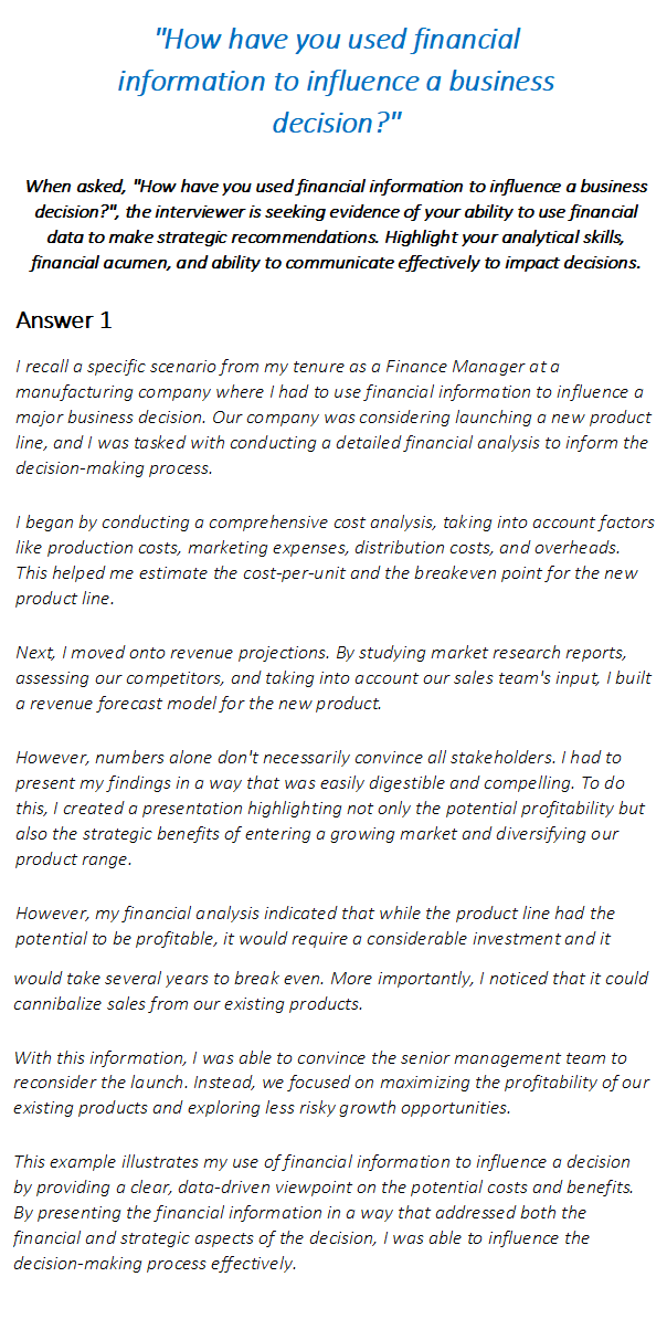 Finance Officer Interview Questions & Answers