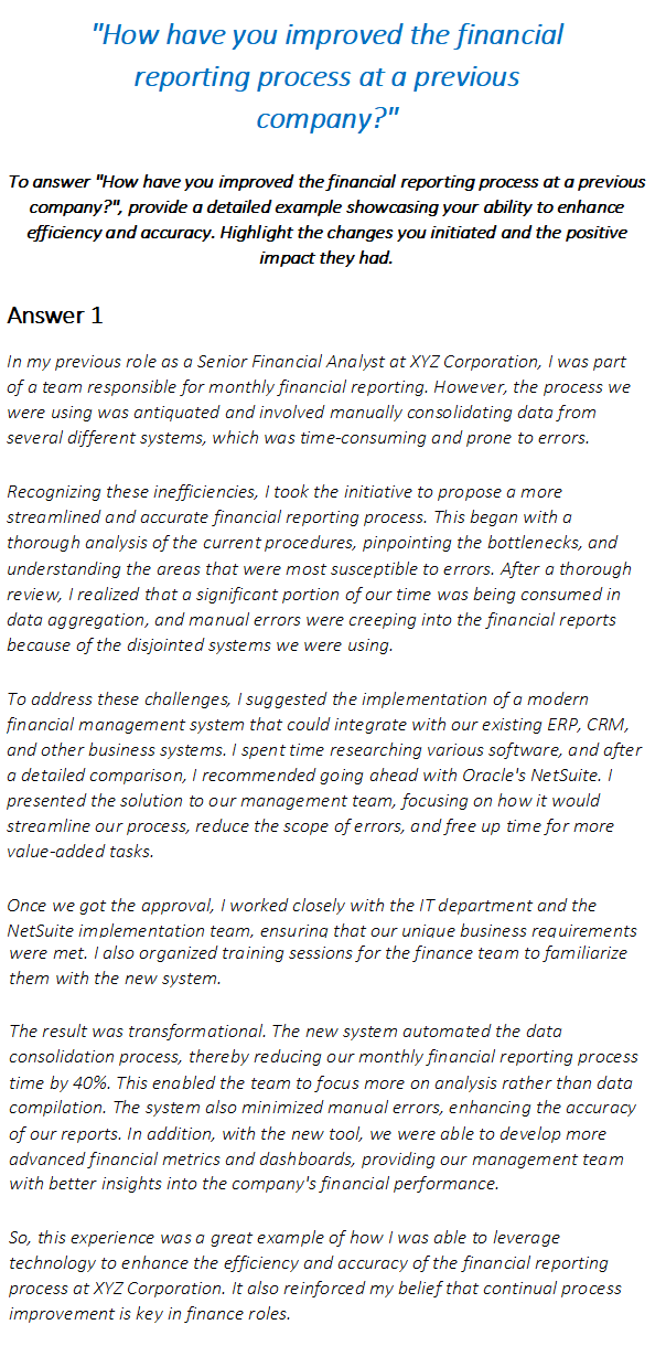 Financial Analyst Interview Questions & Answers