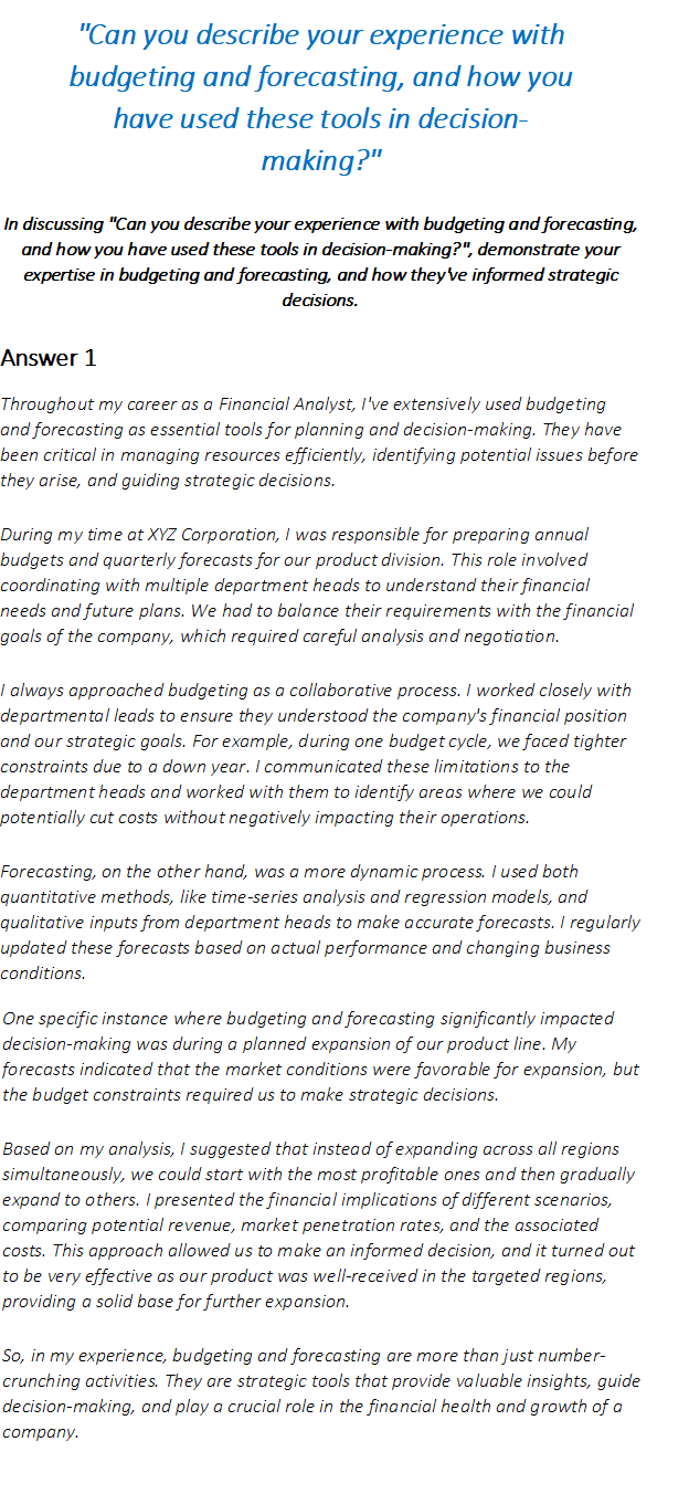 Financial Analyst Interview Questions & Answers