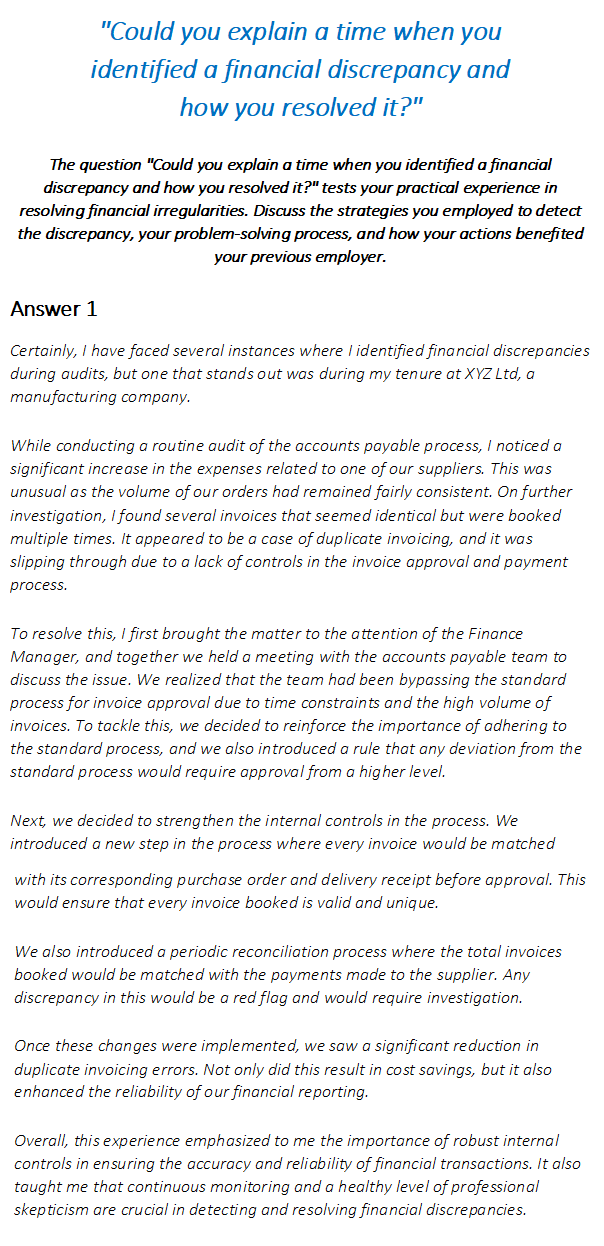Internal Auditor Interview Questions & Answers
