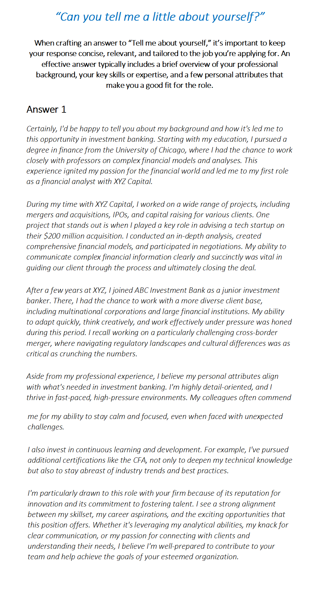 Investment Banker Interview Questions & Answers
