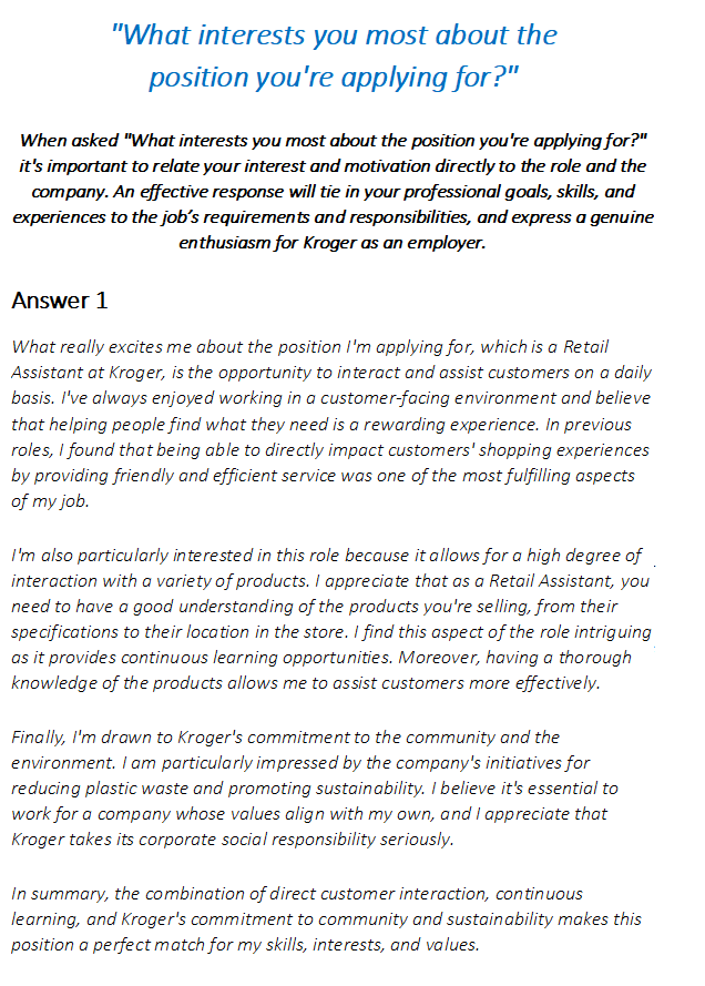 Kroger Interview Questions & Answers