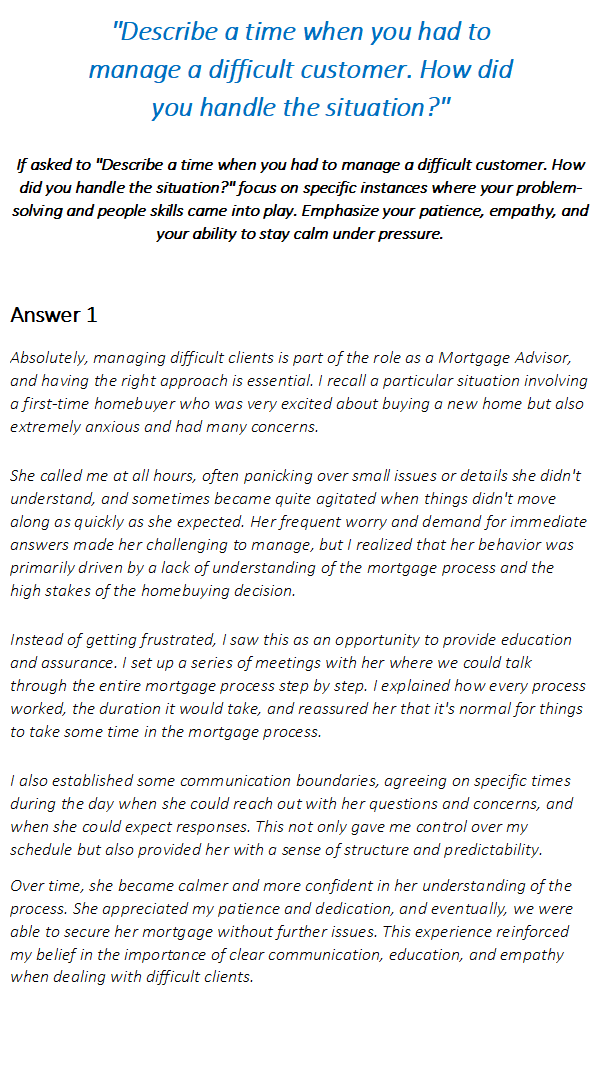 Mortgage Advisor Interview Questions & Answers