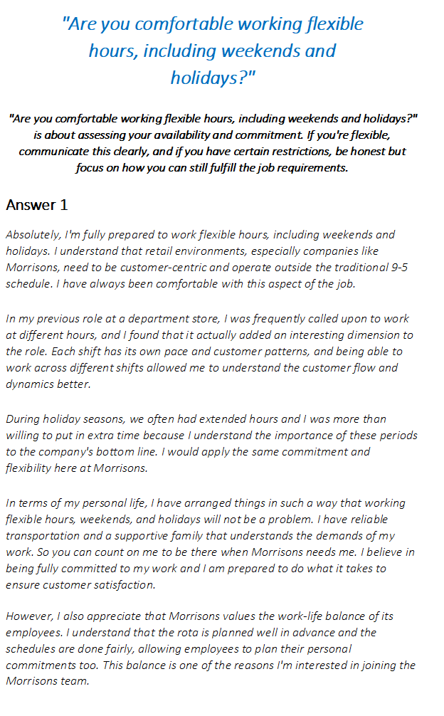Morrisons Interview Questions & Answers