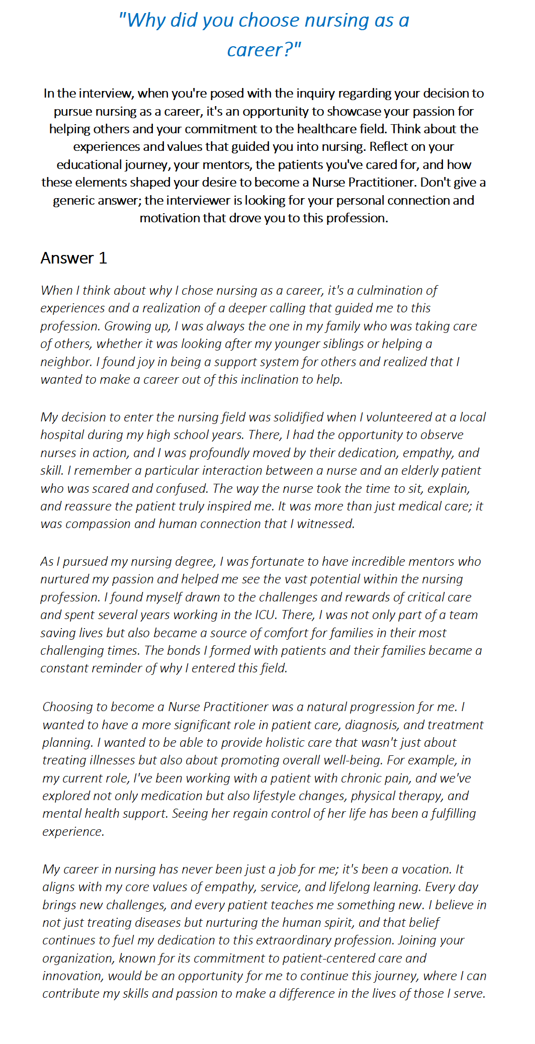 Nurse Practitioner Interview Questions & Answers