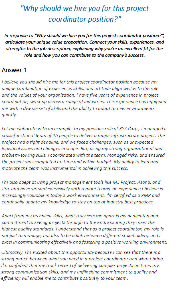 Project Coordinator Interview Questions & Answers