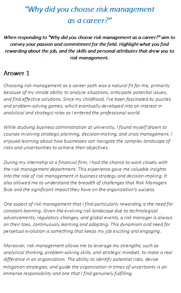 Risk Manager Interview Questions & Answers