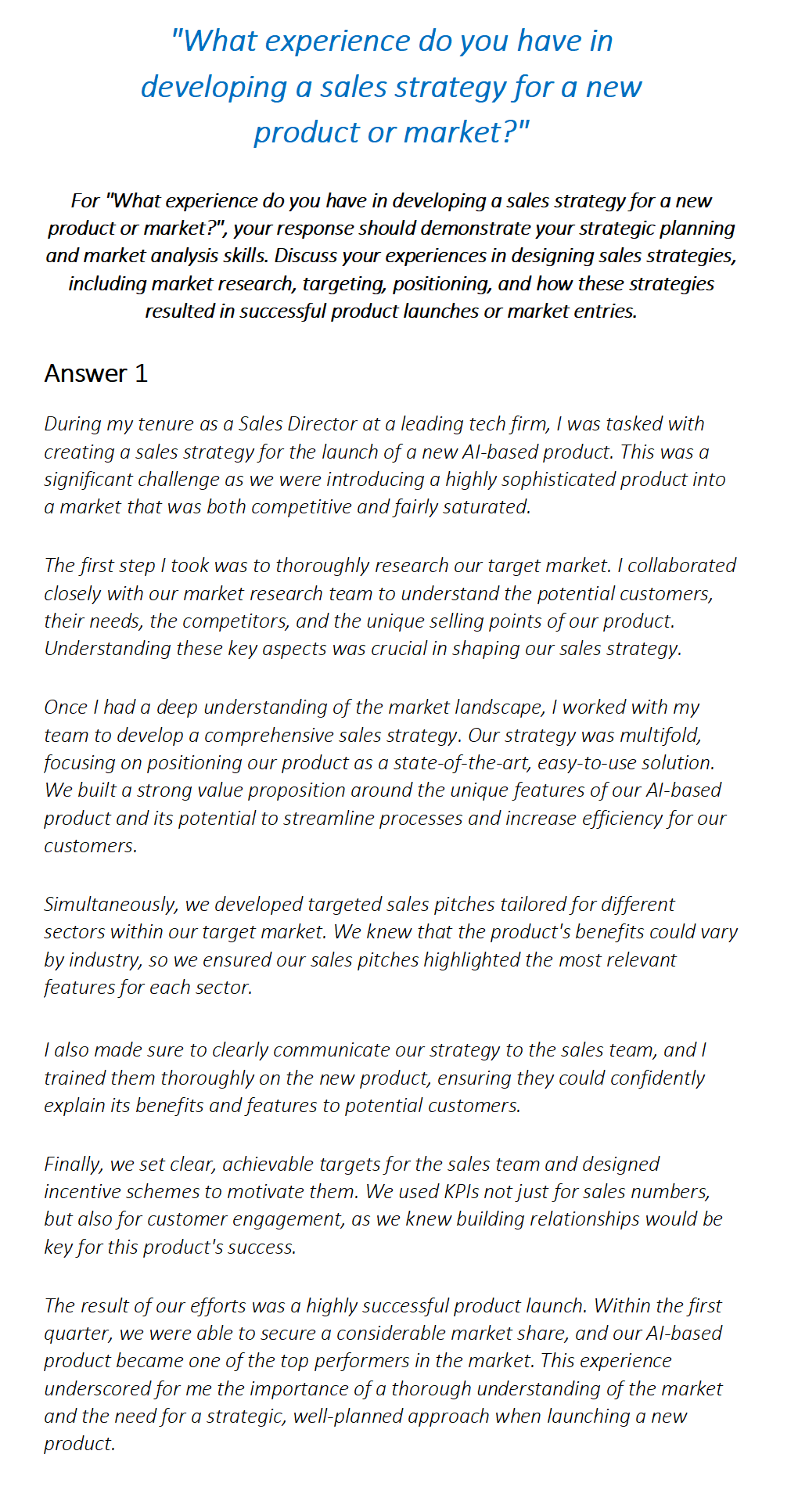 Sales Manager Interview Questions & Answers