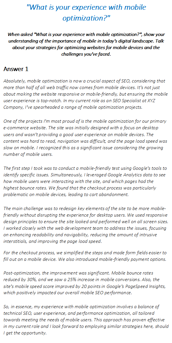 SEO Specialist Interview Questions & Answers