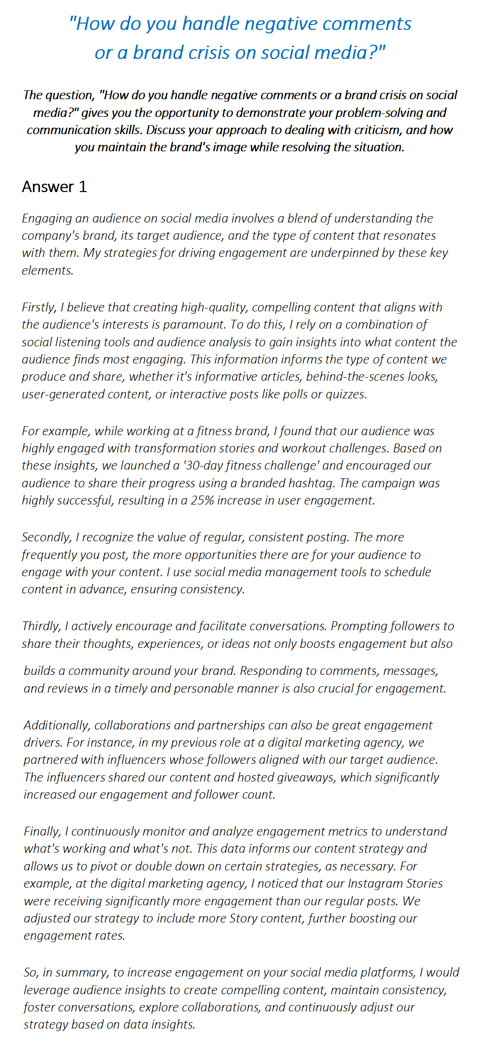 Social Media Manager Interview Questions & Answers