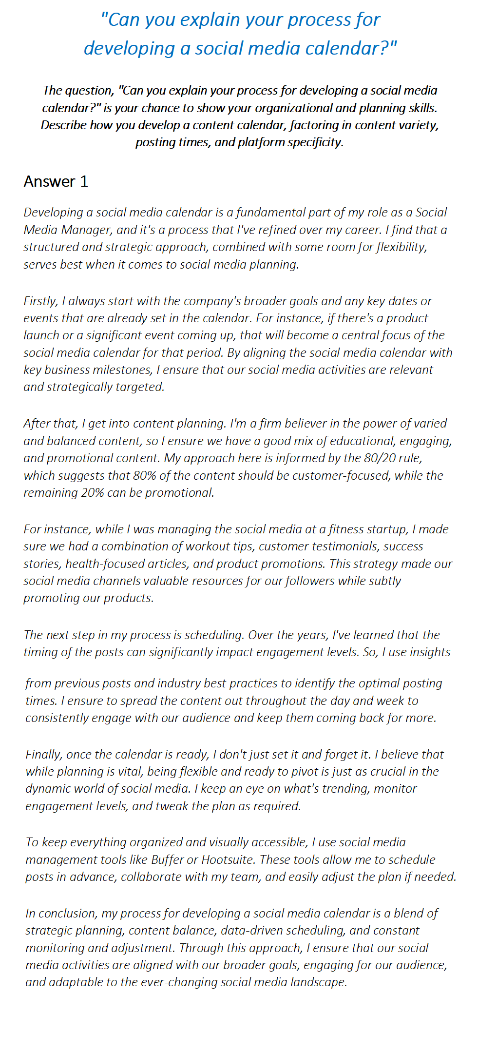Social Media Manager Interview Questions & Answers