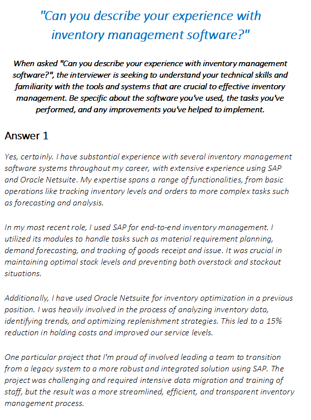Supply Chain Manager Interview Questions & Answers