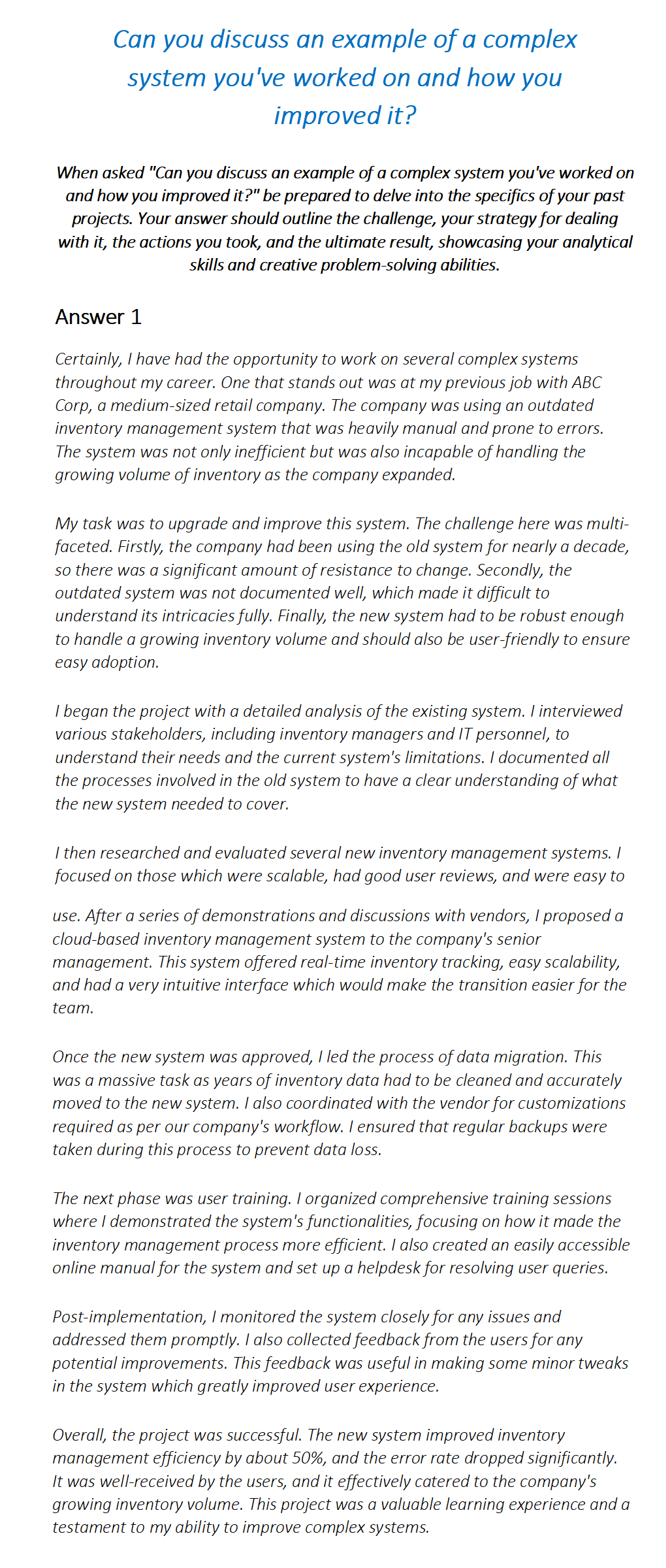 Systems Analyst Interview Questions & Answers
