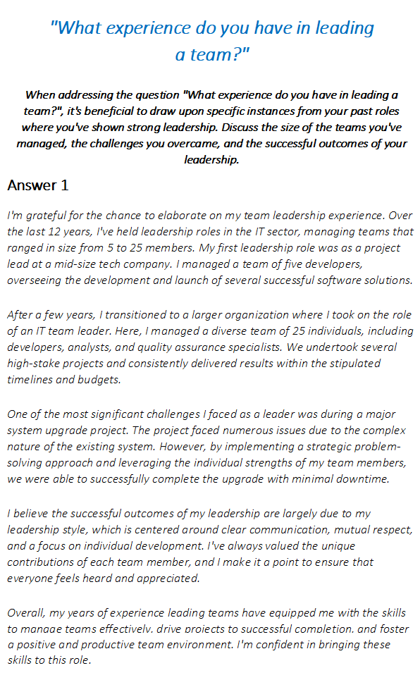 Team Leader Interview Questions & Answers