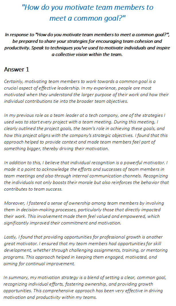 Team Leader Interview Questions & Answers