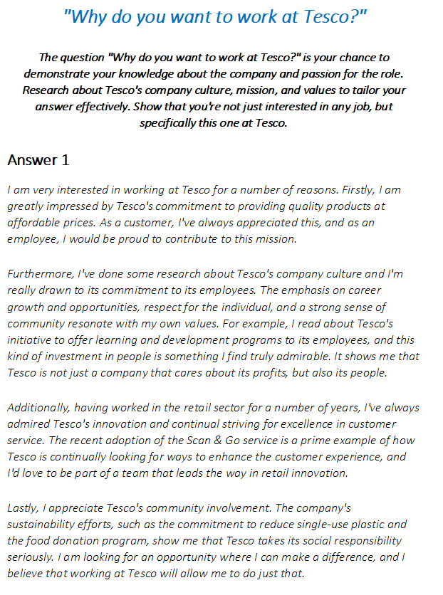 Tesco Interview Questions & Answers