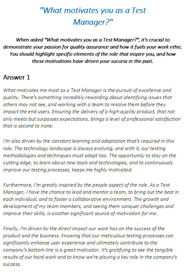 Test Manager Interview Questions & Answers