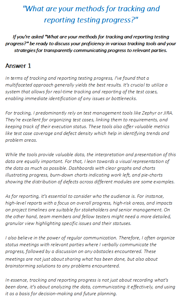 Test Manager Interview Questions & Answers