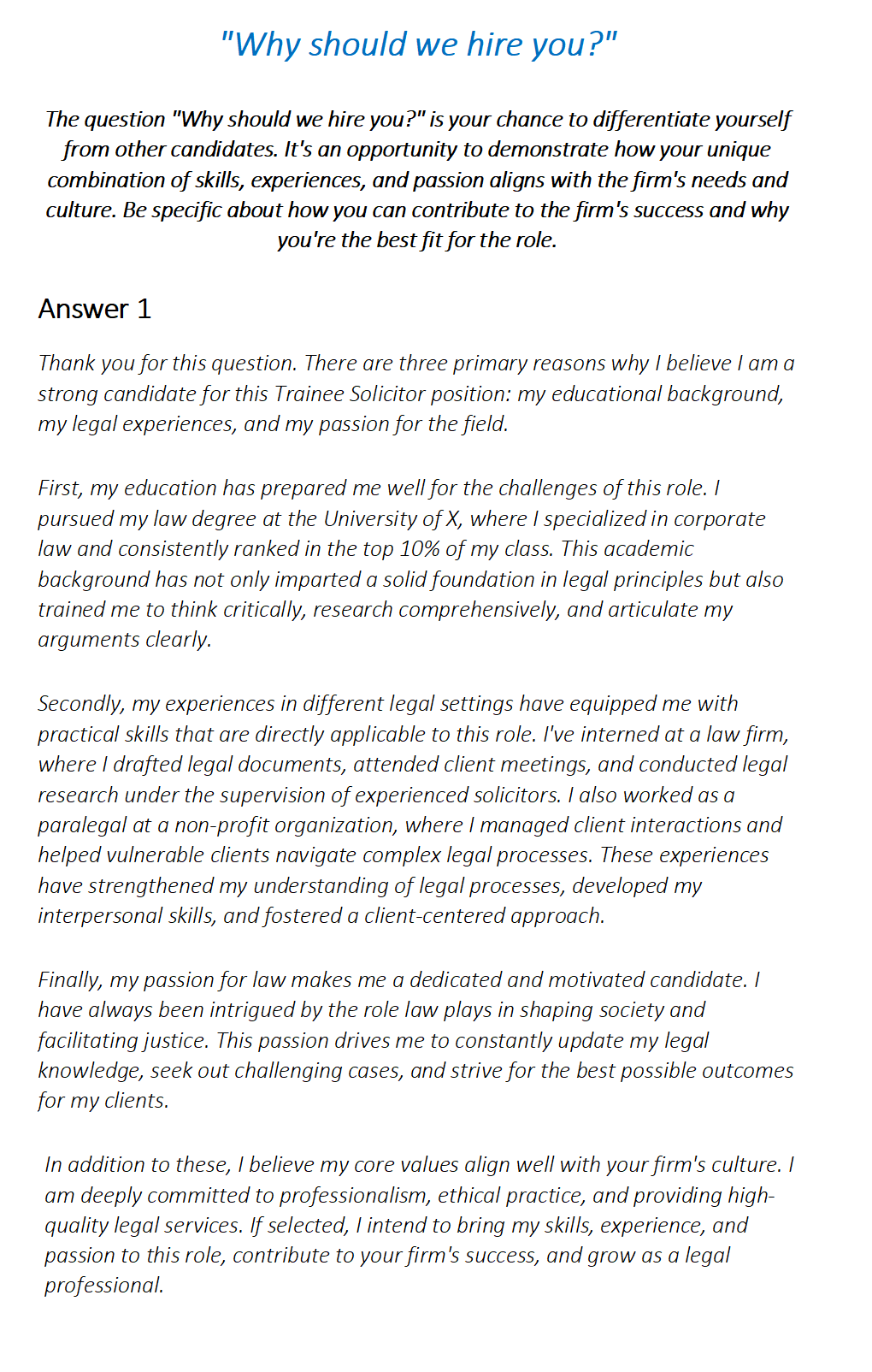 Trainee Solicitor Interview Questions & Answers
