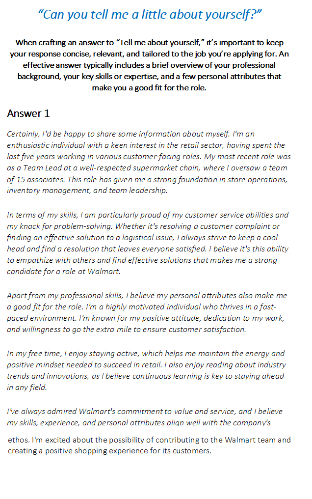 Walmart Interview Questions & Answers