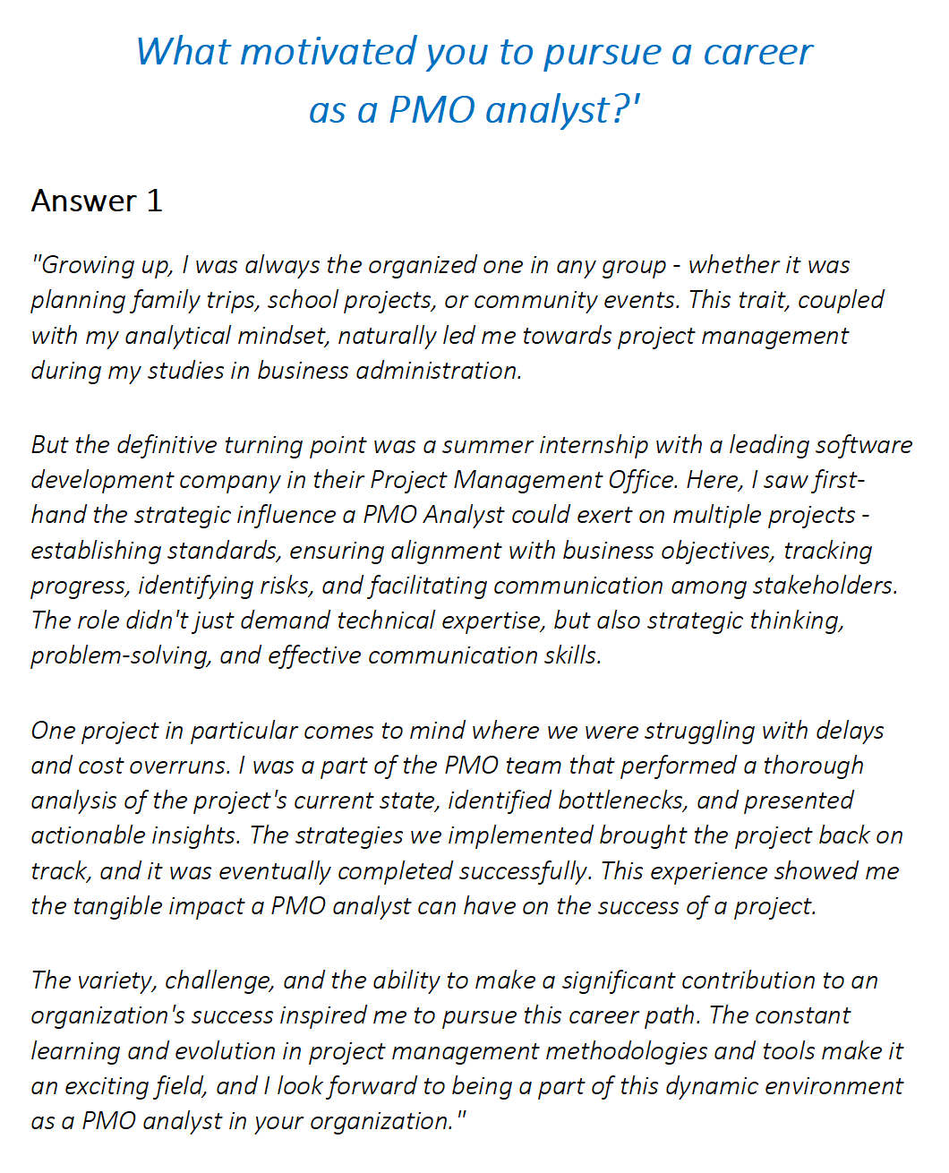 PMO Analyst Interview Questions & Answers – Interview Detectives