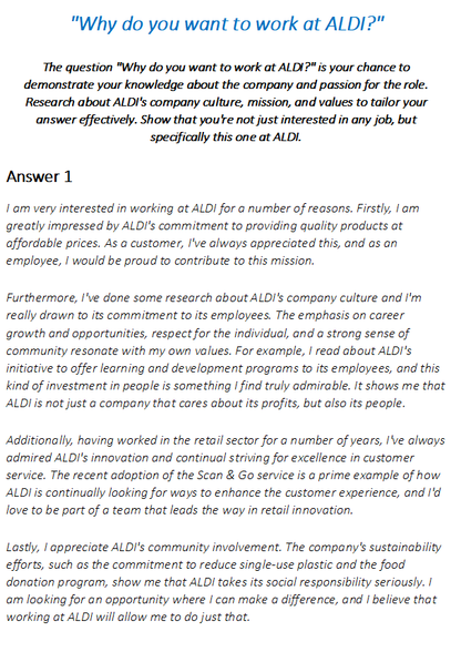 ALDI Interview Questions & Answers