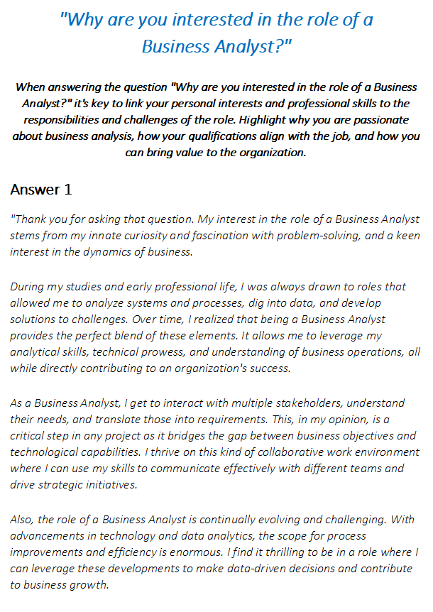 Business Analyst Interview Questions & Answer Guide