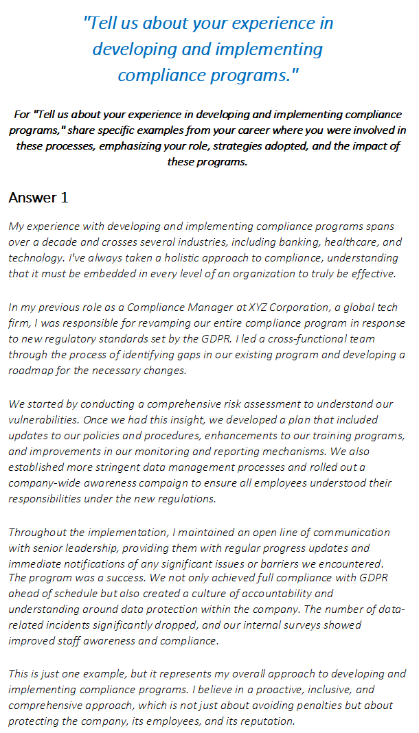 Compliance Officer Interview Questions & Answers