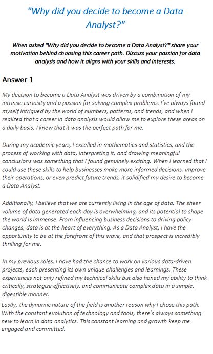 Data Analyst Interview Questions & Answers