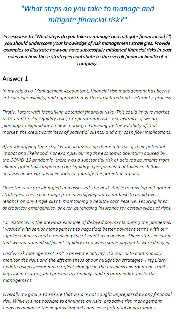 Management Accountant Interview Questions & Answers