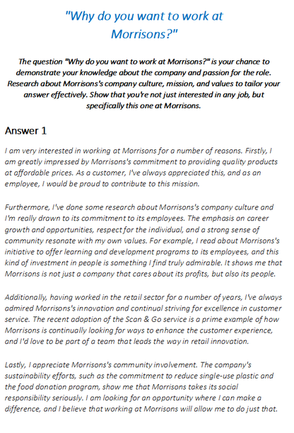 Morrisons Interview Questions & Answers