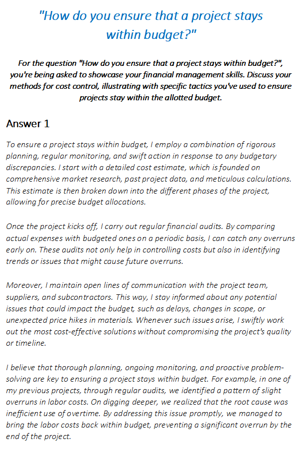 Quantity Surveyor Interview Questions Answers Interview Detectives   Quantitysurveyorinterviewanswerexample2 