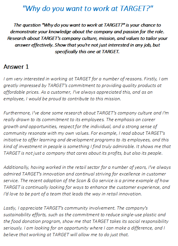 Target Interview Questions & Answers