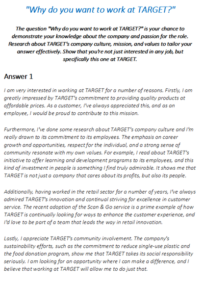 Target Interview Questions & Answers